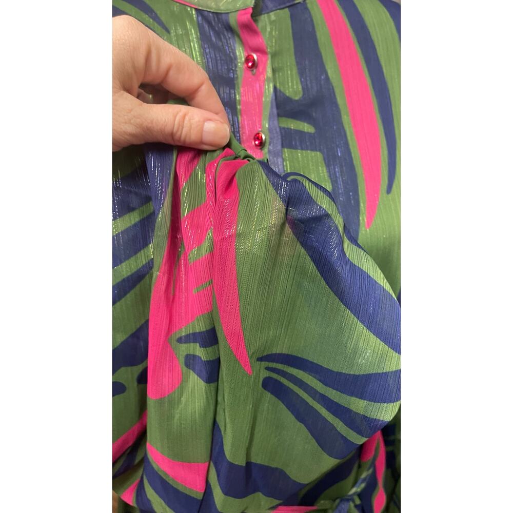 Alden Adair Adele Dress L Ribbon Green Pink Mini NWT - Picture 12 of 16